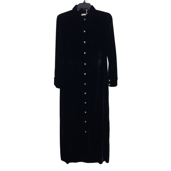 Faherty Stretch Silk Velvet Maxi Dress Women Small Black Side Slits NWT - Picture 2 of 5